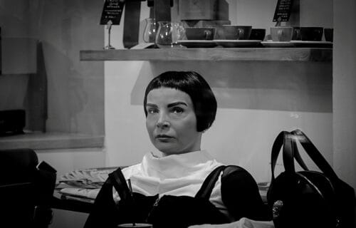 Woman, mannequin, Live Mannequin, Vienna, Wien, Viyana, Avusturya, Austria, Östterrich, B&W